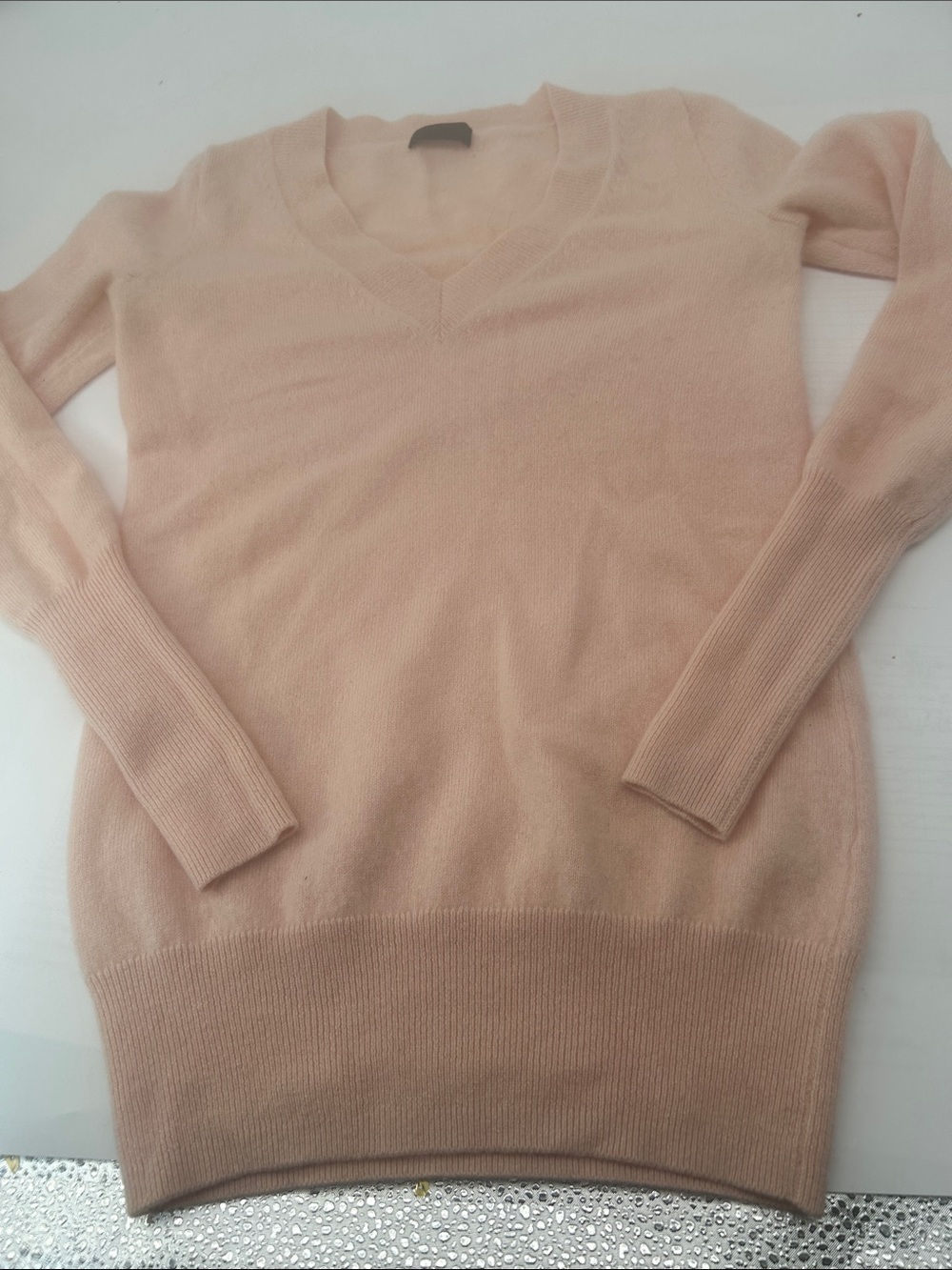 J.Crew Women's V-Neck Lightweight Sweater in Blush Pink